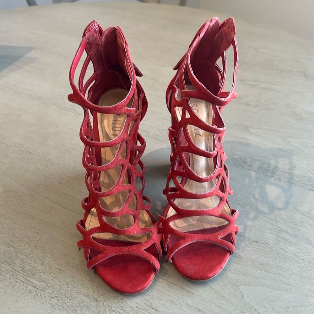 Schultz red orange heels - size 6.5